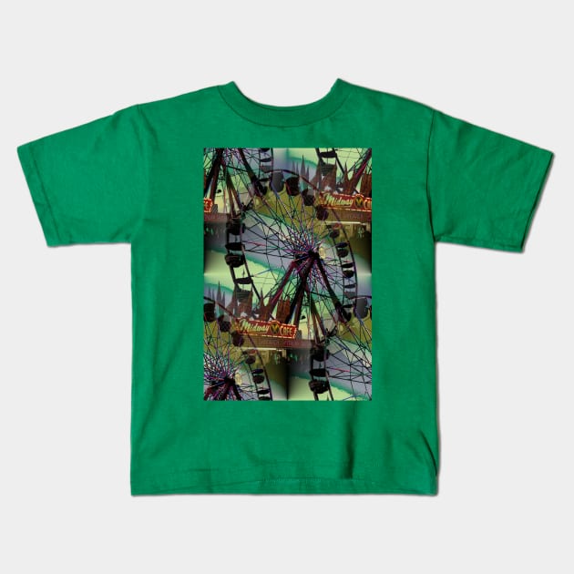 Ferris Wheel in a Carnival Sky Kids T-Shirt by MJDiesl